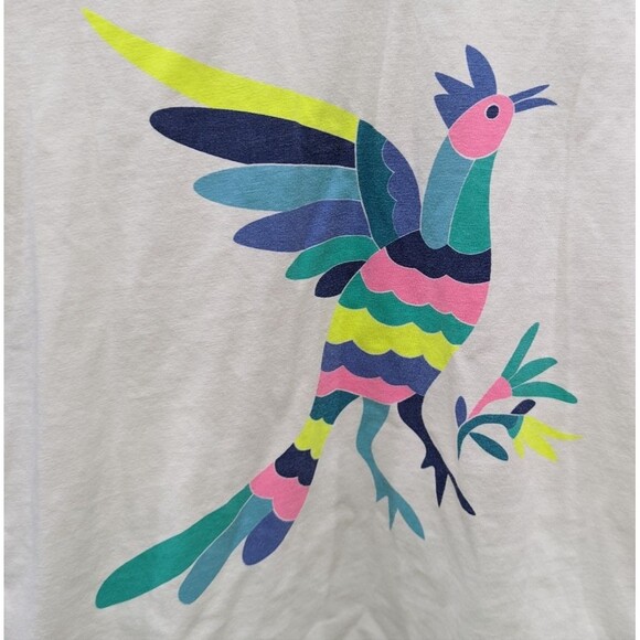 Tea Collection Colorful Otomi Parrot Bird Jungle Graphic Tee Girls Size 6 - Picture 2 of 5